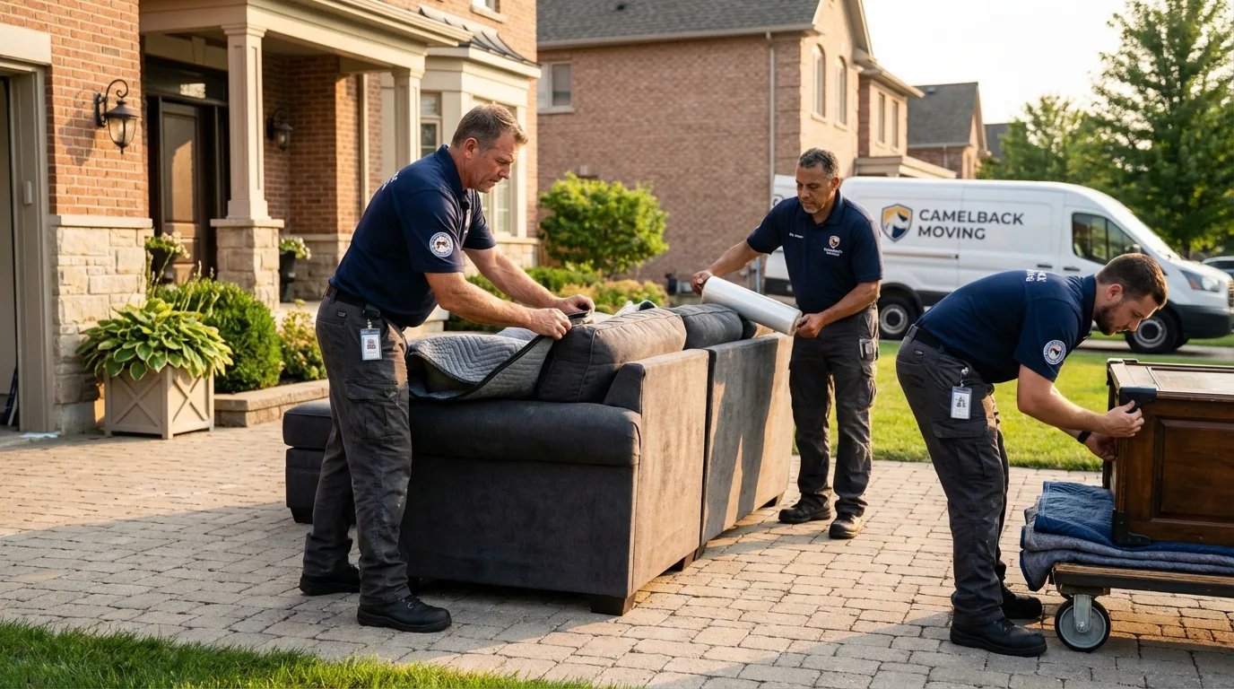 Large estate moving crew wrapping furniture in Watervliet, MI