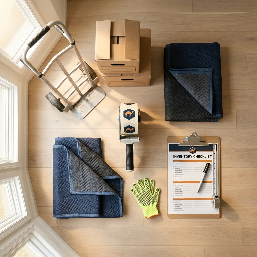 Professional moving supplies and packing materials layout for Watervliet residential relocations